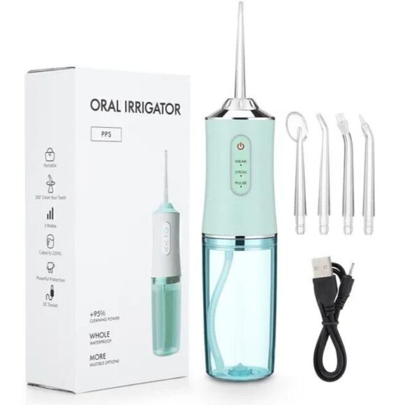 CORDLESS DENTAL WATER FLOSSER : RECHARGEABLE JET FLOSS TOOTHPICK - Picture 1 of 9